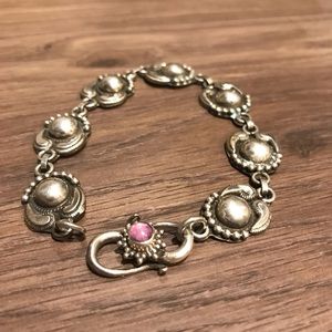 Beautiful Silver Bracelet with Amethyst Clasp